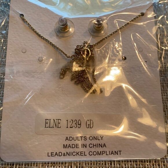 Faith Necklace and Earrings Set gold color - Picture 3 of 4